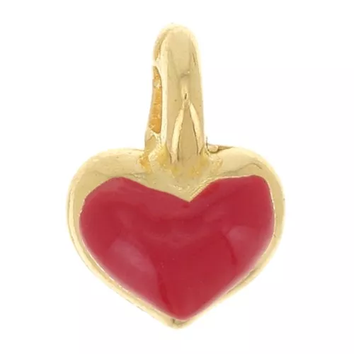 Mini corazón 7x5 mm en resina epoxi - Dorado oro fino - Rojo x1