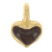 Mini dije de corazón 7x5 mm en resina epoxi - Dorado - Marrón oscuro x1