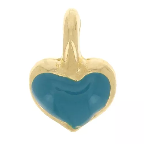 Mini dije de corazón 7x5 mm en resina epoxi - Dorado - Turquesa x1