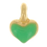 Mini corazón 7x5 mm en resina epoxi - Dorado oro fino - Verde color fosforescente x1|raw }}