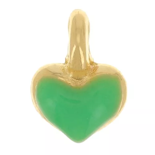 Mini corazón 7x5 mm en resina epoxi - Dorado oro fino - Verde color fosforescente x1
