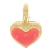 Mini dije de corazón 7x5 mm en resina epoxi - Dorado oro fino - Coral color fosforescente x1|raw }}