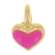 Mini corazón 7x5 mm en resina epoxi - Dorado oro fino - Rosa color fosforescente x1|raw }}