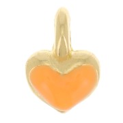 Mini corazón 7x5 mm en resina epoxi - Dorado oro fino - Naranja color fosforescente x1|raw }}