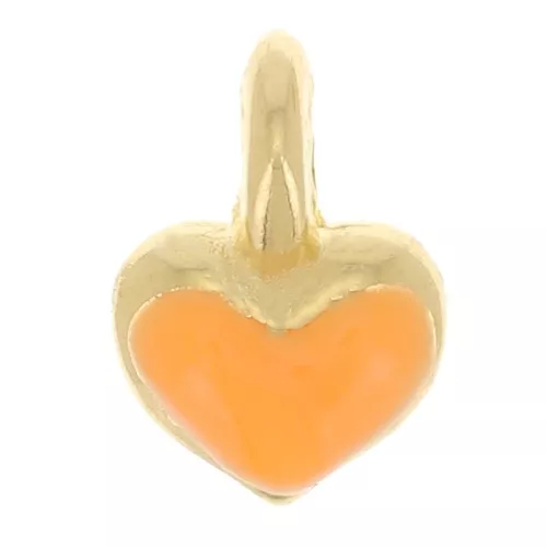 Mini corazón 7x5 mm en resina epoxi - Dorado oro fino - Naranja color fosforescente x1