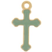Charm Cruz 19x11 mm en resina epoxi - Dorado con oro fino - Menta x1|raw }}