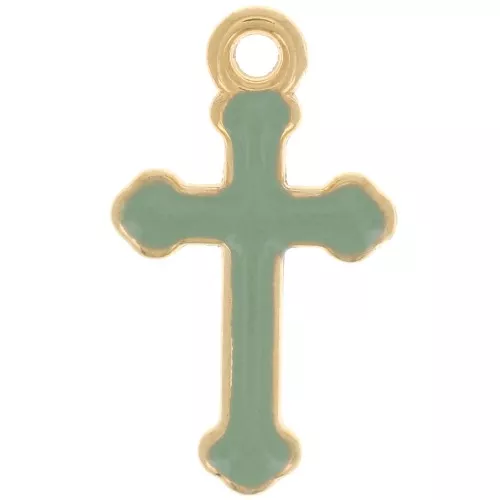 Charm Cruz 19x11 mm en resina epoxi - Dorado con oro fino - Menta x1
