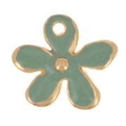 Colgante flor 12,5x14 mm en resina epoxi - Dorado con oro fino - Menta x1