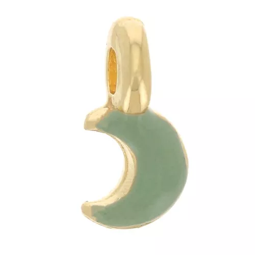 Mini luna encanto 7x3 mm en resina epoxi - Dorado con oro fino - Menta x1