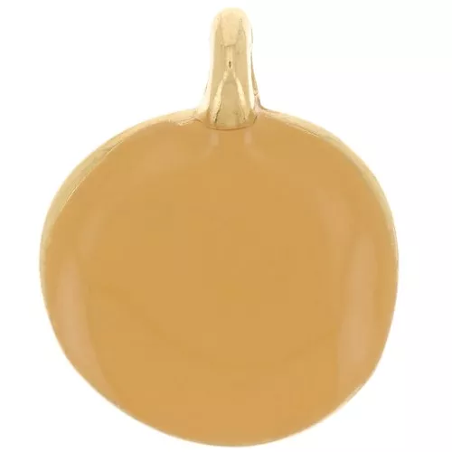 Dije redondo irregular 12 mm en resina epoxi - Dorado - Ocre x1