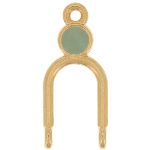 24x11mm 2 anillos colgante araña y resina epoxi Dorado con oro fino - Menta x1