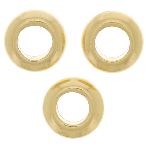 Cuentas arandelas 5 mm agujero grande - Dorado oro fino x5