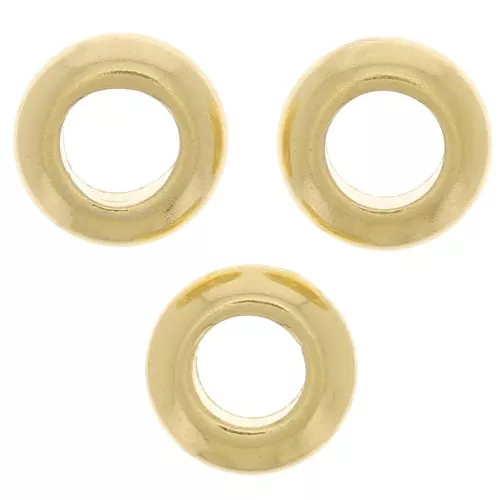 Cuentas arandelas 5 mm agujero grande - Dorado oro fino x5