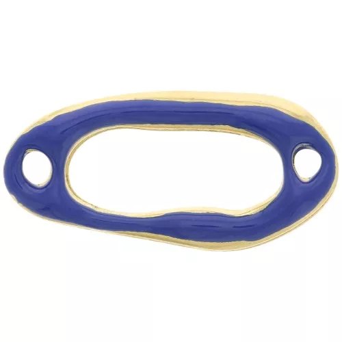 Entrepieza ovalada irregular calada 24x12mm espaciador y resina epoxi Dorado oro fino Azul oscuro