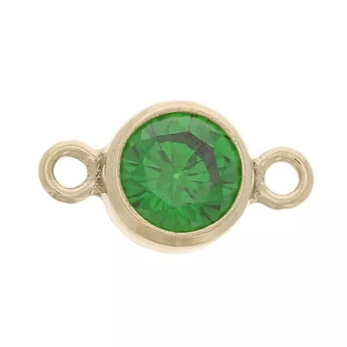 Entrepieza redonda de 4,5 mm con óxido de circonio - Gold filled - Verde x1