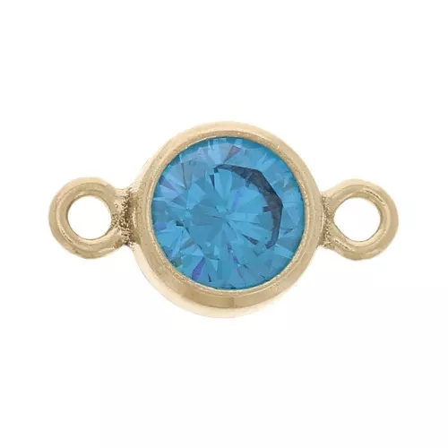 Entrepieza redonda de 4,5 mm con óxido de circonio - Gold filled - Aqua Blue x1
