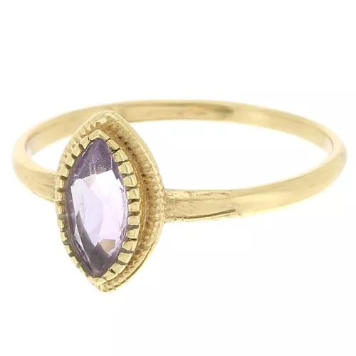 Anillo navette amatista - Talla 54 - Chapado dorado fino x1