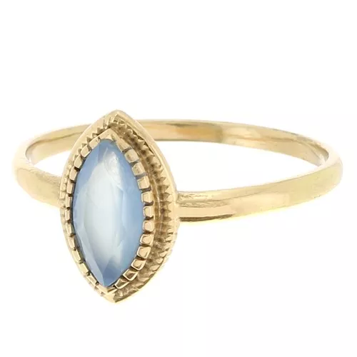 Anillo Calcedonia Azul - Talla 52 - Dorado Fino x1