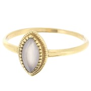 Anillo Calcedonia navette con bordes dentados - Talla 52 - Dorado x1|raw }}