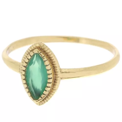 Anillo Ónix Tintado Verde - Talla 52 - Dorado con oro fino x1
