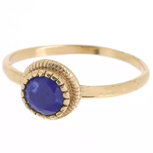 Anillo redondo lapis lázuli con bordes dentados Talla 52 Dorado con oro fino x1