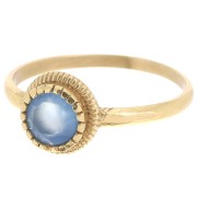 Anillo redondo Calcedonia Contorno dentado azul - Talla 57 - Dorado fino x1|raw }}