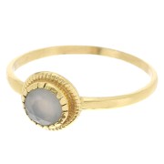 Anillo redondo Calcedonia con bordes dentados - Talla 54 - Dorado x1