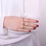 Anillo rectángulo de piedras preciosas - Talla 52 - Dorado con oro fino - Amatista x1