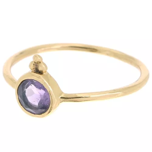Anillo redondo de amatista - estilo étnico - Talla 54 - Dorado x1