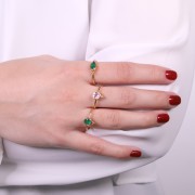 Anillo Amatista redonda fina - estilo étnico - Talla 57 - Dorado x1