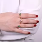 Anillo Amatista redonda fina - estilo étnico - Talla 57 - Dorado x1