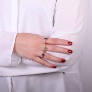 Anillo redondo de calcedonia fina - Talla 54 - Dorado con oro fino x1