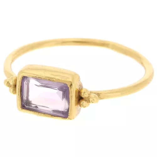 Anillo rectángulo amatista estilo étnico S.52 - baño de oro x1