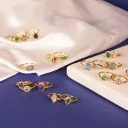 Anillo rectángulo amatista estilo étnico S.52 - baño de oro x1