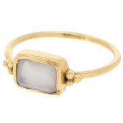 Anillo rectangular de calcedonia estilo étnico S.52 - Dorado con oro fino x1