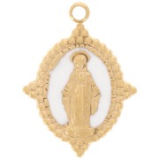 Colgante Oval 18x13 mm - Patrón Virgen - Acero inoxidable 316L Dorado - Blanco x1|raw }}