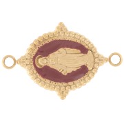 Entrepieza oval 21x13 mm - Patrón virgen - Acero inoxidable 316L Dorado - Burdeos x1|raw }}