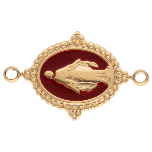 Entrepieza oval 21x13 mm - Patrón virgen - Acero inoxidable 316L Dorado - Burdeos x1