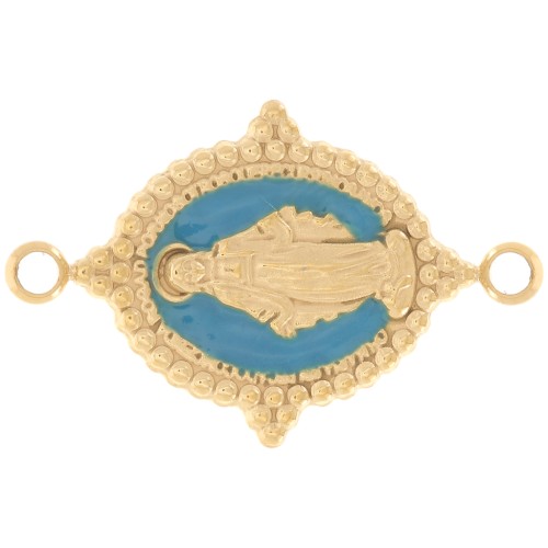 Entrepieza oval 21x13 mm - Patrón virgen - Acero inoxidable chapado en oro 316L - Turquesa x1