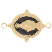 Entrepieza oval 21x13 mm - Patrón virgen - Acero inoxidable 316L Dorado - Negro x1