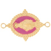 Entrepieza ovalado 21x13 mm - Patrón virgen - Acero inoxidable chapado en oro 316L - Fucsia x1|raw }}