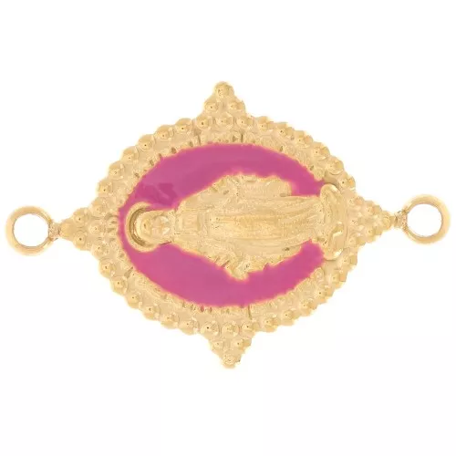 Entrepieza ovalado 21x13 mm - Patrón virgen - Acero inoxidable chapado en oro 316L - Fucsia x1