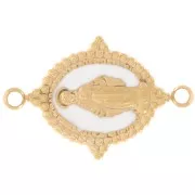 Entrepieza oval 21x13 mm - Patrón virgen - Acero inoxidable 316L Dorado - Blanco x1