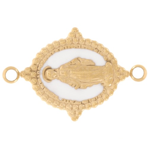 Entrepieza oval 21x13 mm - Patrón virgen - Acero inoxidable 316L Dorado - Blanco x1