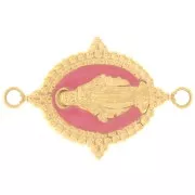 Entrepieza ovalada 21x13 mm - Motivo Virgen - Acero inoxidable 304L Dorado - Rosa viejo