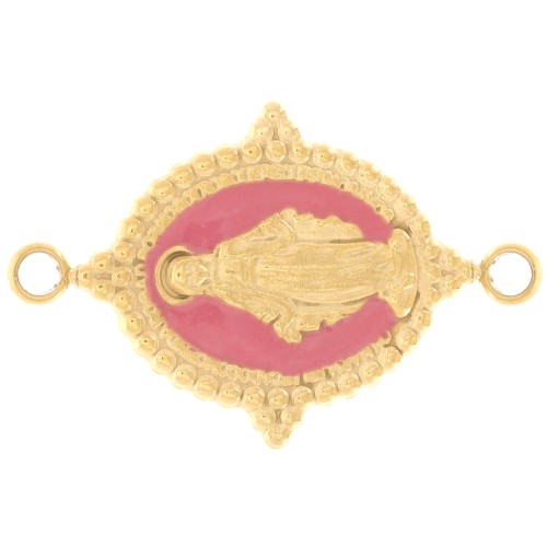 Entrepieza ovalada 21x13 mm - Motivo Virgen - Acero inoxidable 304L Dorado - Rosa viejo