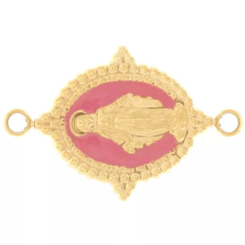 Entrepieza ovalada de 21,7 x 14,5 mm con motivo de la Virgen - Acero inoxidable 316L Dorado - Rosa antiguo