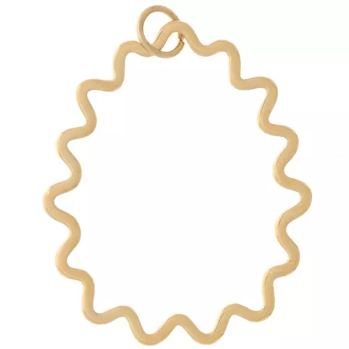 Colgante gota ondulada 31x25 mm - Acero inoxidable 316L Dorado x1