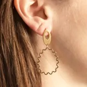 Colgante gota ondulada 31x25 mm - Acero inoxidable 316L Dorado x1