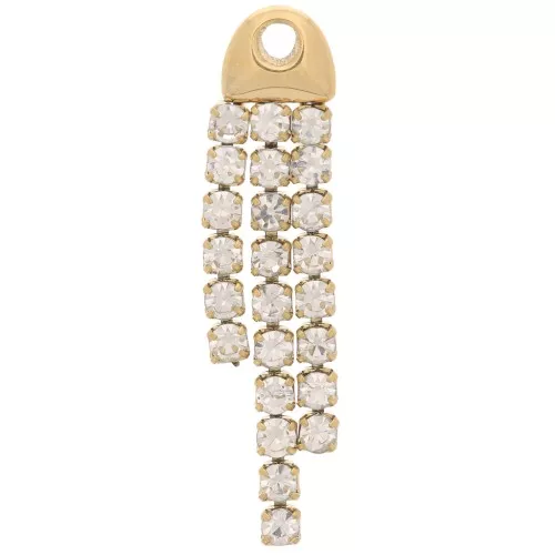Colgante con flecos de strass 28x6,5 mm - Acero inoxidable dorado 316L - Cristal x1
